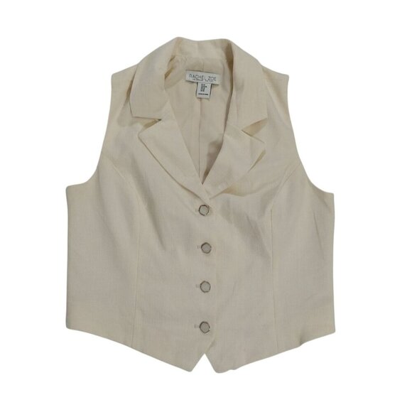 Rachel Zoe Womens Cream Vest W/ Gold Rimmed Buttons Size M Blazer Style. - Picture 1 of 7